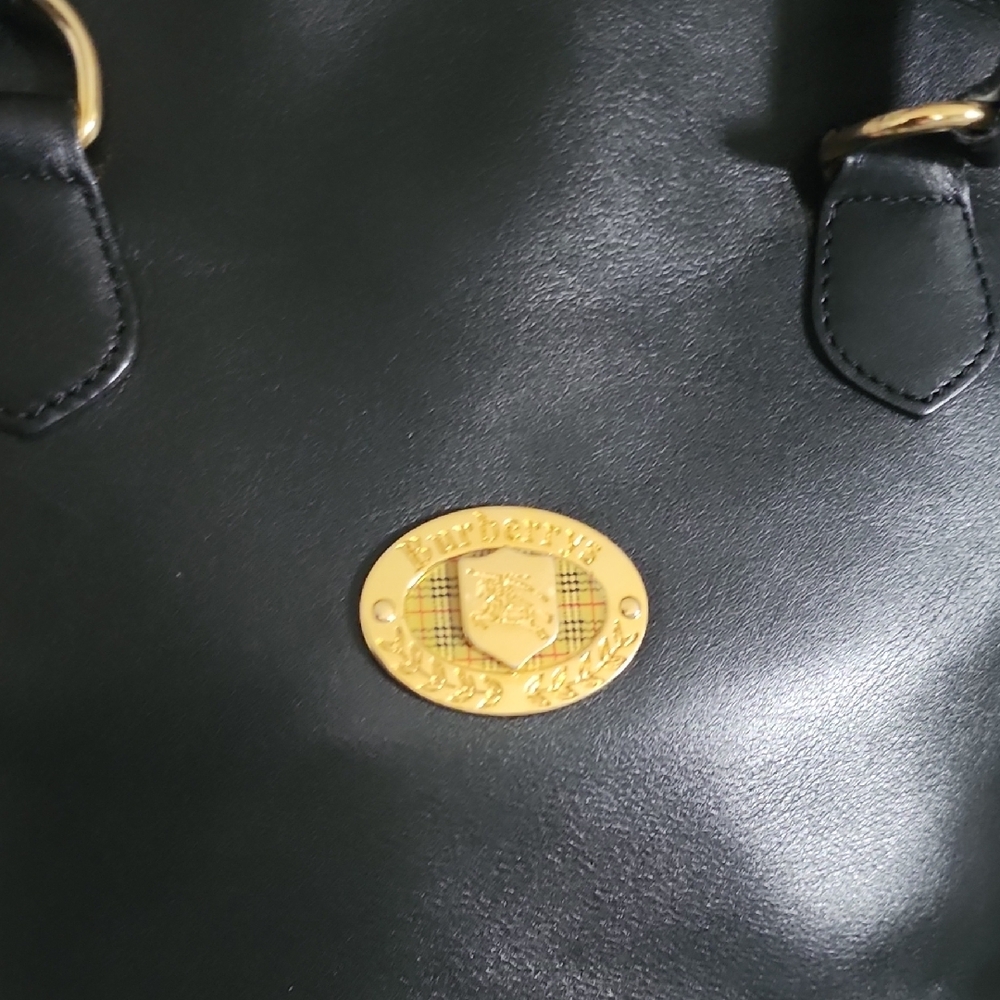 Burberry Black Leather Bag with Gold Zipper